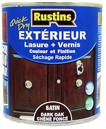 Rustins – Exterior de laca + barniz para madera – secado rápido – Roble oscuro acabado satinado – 15 m²/L 1 L (ESDO1000FR)