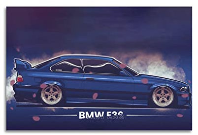 Sportauto-Poster für BMW E36 M3 Kunst Supercar Rennauto Poster Dekorative Malerei Leinwand Wand & Kunstbild Druck Moderne Familie Schlafzimmer Dekor 30 x 45 cm