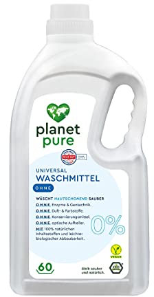 PLANET PURE Universal Waschmittel 60 WI 100% natürlichen Inhaltsstoffe vegan hautschonend