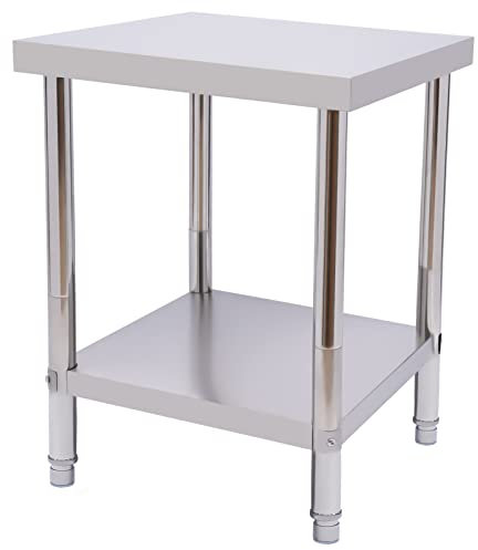 SHZICMY Edelstahl Arbeitstisch 60x45x80cm Gastronomie Küchentisch Lebensmittel Zubereitungstisch Gewerbliche Arbeitstisch für Küche Bar 4 verstellbare Füße