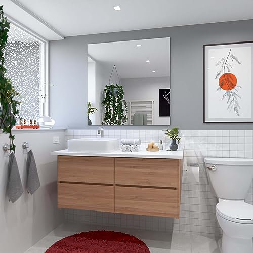Alasta Eleganter Badezimmerspiegel, Quadratischer Spiegel, Wandspiegel, Hängespiegel - 55x55cm