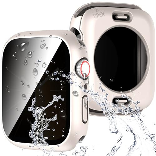 Diruite Hülle für Apple Watch Series 9/8/7 45mm Schutzhülle Anti Spy,PC Ultradünne Wasserdicht Privatsphäre Hartglas Glas Kratzfest Rundum Displayschutz für iWatch 45mm Case