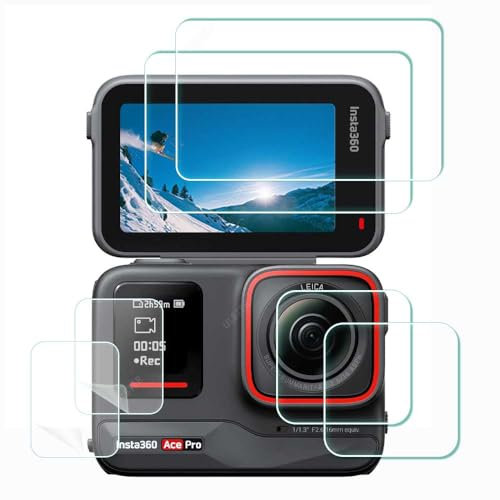 ULBTER Displayschutz Objektiv Schutzfolie für Insta360 Ace Pro Kamera【Nicht für Insta360 Ace】, Displayschutzfolie for Insta 360 Ace Pro 9H Härte Gehärtetes Glas [6 Stück]
