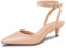 PIZZ ANNU Kitten Heel Shoes for Women Low Heel Pointed Toe Court Shoes for Women Ankle Strap Wedding Shoes for Bride Size 7 Nude