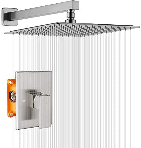 Ensemble de système de douche, ensemble de robinet de douche noir mat, système de douche à effet de pluie à montage mural à fonction unique, pomme de douche de 8 pouces et kit de garniture pour sall