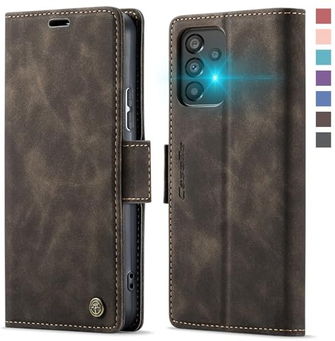 XYGLOW Handyhülle für Samsung Galaxy A53 5G Hülle Klappbar Premium PU Lederhülle Klapphülle【RFID Schutz】 Kartenfach Standfunktion Schutzhülle für Samsung A53 5G Flip Case Wallet Tasche Cover, Kaffee