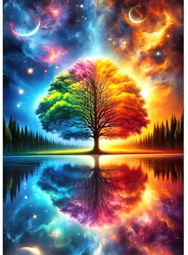 DOMROM Baum Diamond Painting Kits für Erwachsene, 5D Diamant Painting Set, DIY Diamond Art Kits Full Drill Gem Digitales Diamant Gemälde Stickerei für Gift Home Wall Decoration 30x40cm