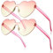 Fiada 2 Paar Herz Sonnenbrillen Herzförmige Brillen Lustige Partybrillen für JGA Hochzeit Fasching Kostüm Farbige Randlose Sonnenbrillen für Frauen (Klassisch, Rosa)