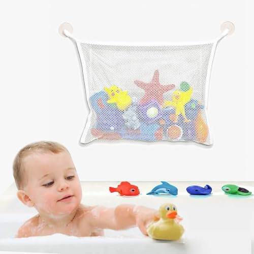 2 Pcs Mesh Bath Organizer Set – Clear Waterproof Toy Storage Bags for Bathtubs, Prevent Mold Growth with Hanging Mesh Solution