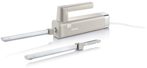 GRAEF. Elektromesser EK508 | taupe | elektrisches Brotmesser für die Küche | elektrisches Fleischmesser | Torten, Brot oder gefrorenes Fleisch schneiden | austauschbare Klingen