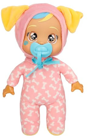 CRY BABIES IMC Toys Tiny Cuddles Day Care Muffy, Babypuppe, Plüschpuppe mit Pyjama und Schnuller, die echte Tränen weint, Spielzeug und Geschenk für Kinder ab 18 Monaten, Rosa