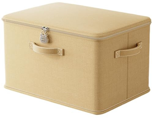 Lockable Storage Box - Lockable Dorm Storage Trunk - Security Lock Boxes with Handle - Secure Stackable Storage Container - Locking Organizing Bin, Washable Shelf Baskets for Blanket, Clothing, Toys