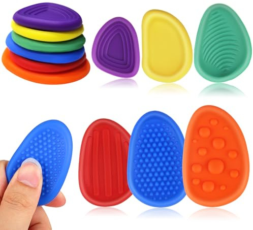 Juvuno Sensory Stones, 6 Pcs Textured Worry Stones for Kids Adults