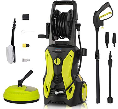 Stream Pressure Washer, 2000W 150Bar 450L/H Portable Electric Power Washer Lightweight Pressure Washer Patio Cleaner with Accessories for Patio and Car
