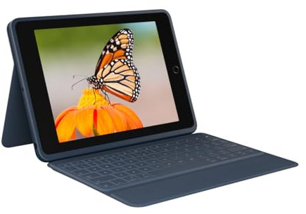Logitech Rugged Combo 3 iPad Keyboard Case with Smart Connector for iPad (7th, 8th, and 9th generation), QWERTY UK English Layout - Classic Blue