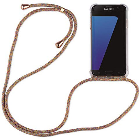 Hülle Kompatibel mit Samsung Galaxy S7 Edge | Handykette Smartphone Halskette Hülle mit Band | Handyhülle mit Kordel zum Umhängen Kompatibel für Galaxy S7 Edge | Rainbow