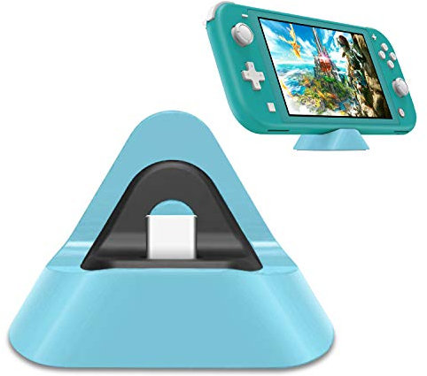 FYOUNG Chargeur Support Compatible avec Nintendo Switch Lite et Switch, Recharge Portable Triangle - Bleu Clair