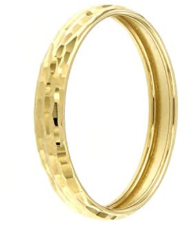Lucchetta - Gold Ring aus 585er Gelbgold mit Diamantgravur - Vorsteckring ohne Stein Größen 50-62, Schmuck Echtes GoldRing Damen Echtgold - Hochwertiges Juwel hergestellt in Italien