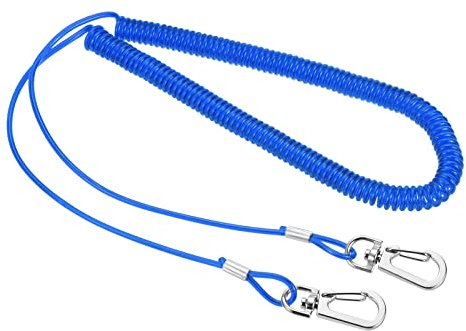 PATIKIL 3,8 Piedi Pesca Arrotolato Cordino, Pesante Molla Sicurezza Corda Estensione Cavo Tether Retrattile con Metallo Fermaglio per Aste Pinze Palette, Blu