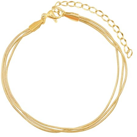 Heideman Armband Ariana Damen - Aus hochwertigem Edelstahl gold farbene Armkette mehrreihig für Frauen im klassichen schlichten Look dreireihig 3in1