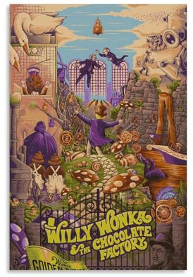 BBAUER Willy Wonka And The Chocolate Factory Poster Dekorative Malerei Leinwand Wandkunst Wohnzimmer Poster Schlafzimmer Malerei,Wandkunst Bilddruck Moderne Familienzimmer Dekor 08x12inch(20x30cm)