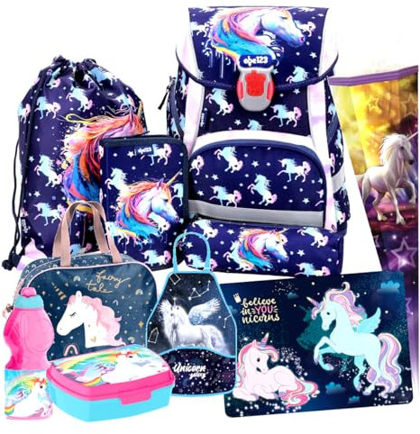 Einhorn Pegasus Pferd Pony 10 Teile Set Schulranzen Tornister Ranzen Schultüte 85 cm Sky mit Sticker-von-Kids4shop