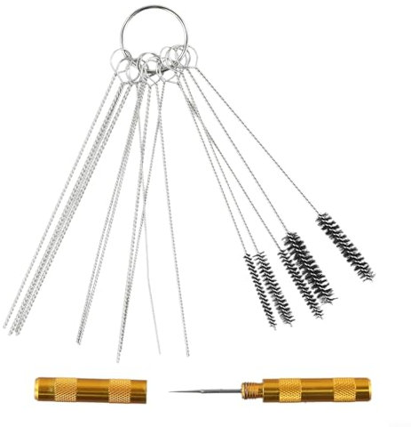 Car Windscreen Washer Jet Nozzle Cleaning Tool Kit - Golden Needle, 10 Silver Needles, 5 Brushes, Screw-on Cover, Prevent Injury, Easy To Use