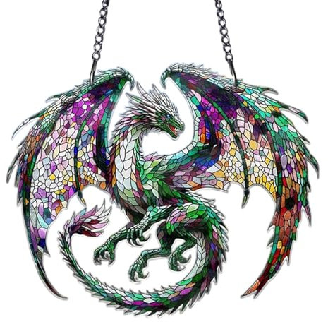 Dragon Sun Catcher Ornament, Acrylic Window Light Catchers, Dragon Suncatchers Hanging Decoration, Window Light Catcher, Wall Art Decor For Window Wall Porch