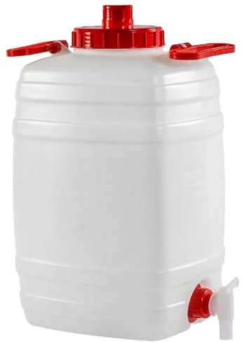 EffeDecor - Bidone per Alimenti Liquidi e Oli 5/10/15/20/25/50 Litri in Polietilene Atossico con Rubinetto,Coperchio e Manici Ideale per Uso Alimentare Comodo e Resistente (25 LT - Manico in plastica)