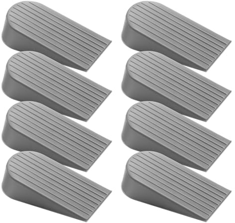 8 Pack Grey Extra Large Door Stopper, High 1.9 inches Big, Prevents Door Gaps & Lock-Outs, Heavy Duty, Sturdy Rubber Stop Wedge