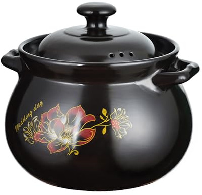 YLME Pot de Cuisson en Argile en Céramique - Casseroles en Argile Traditionnelles pour la Cuisson, Pot d'argile pour la Cuisinière et L'utilisation du Four,5.5L