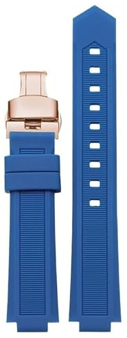 yaponuk Kautschuk-Uhrenarmband für Cartier Ballon Bleu Black Warrior, Silikonarmband mit konvexen Enden(Bluer,18-11mm)