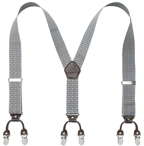 KANGDAI Bretelles Homme Larges 6 clips Brace Men Y Retour Suspensions ajustables élastiques et durables Clips en métal fort(Diamant créatif sur fond bleu)
