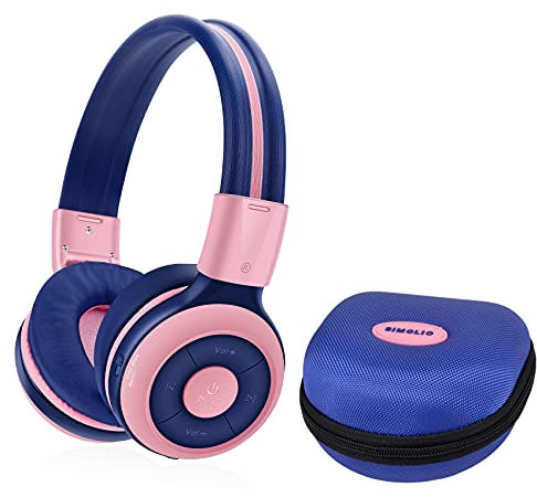 SIMOLIO Bluetooth Kinder-Kopfhörer mit Legrenzter Lautstärke, Wireless Headset mit Musik Sharing Klinke - Pink