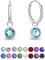 DTPsilver® KLEINE Creolen Ohrringe 925 Sterling Silber mit Swarovski® Elements Kristall Rund - Mädchen - Dicke 1.2 mm - Durchmesser 12 mm - Farbe : Aquamarin