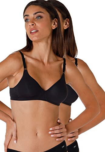 Lovable Reggiseno Senza Imbottitura e Senza Ferretto, Cotone Elasticizzato, Spalline con Regolazione Frontale, Pacco da 2, Cotton Line Donna