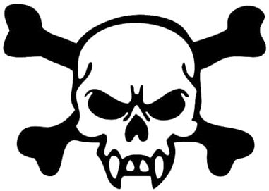 Totenkopf Aufkleber Skull Bones Jolly Roger Halloween Piraten Knochen 17x12cm in 21 Farben