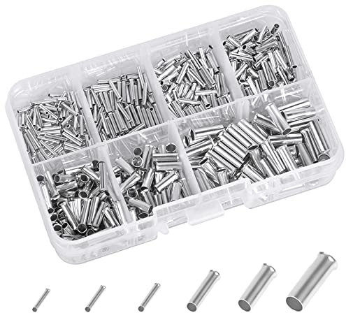 600 Stück Aderendhülsen Unisoliert Kit Kabel Crimp Terminal Ferrule Nicht Isolierte Stoßverbinder Aderendhülsen Streudose Kupfer Quetsch Kabelschuhe für Elektrische Spleiße 0.5/0.75/1/1.5/2.5/4/6mm²