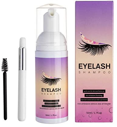 Beauty Wimpernshampoo Wimpernverlängerung Reiniger 50ml + Bürste Wimpernreiniger für den professionellen und persönlichen Gebrauch (White, One Size), Weiß