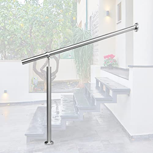 Gimisgu Eingangsgeländer Edelstahl Handlauf, 100cm Geländer Seitliche Montage Winkel Einstellbar Wandhandlauf, inkl.Montagematerial, Treppengeländer Handlauf für Außen Innen, M8399-EM-1x