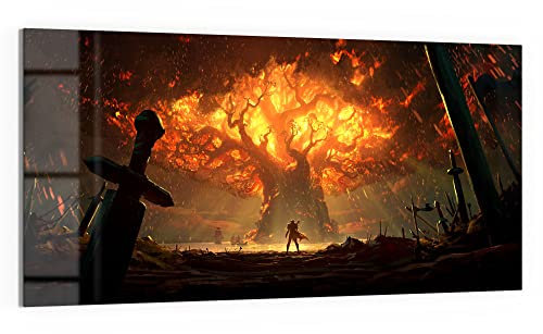 DEQORI Glasbild Acrylglas | Motiv Brennender Weltenbaum WoW | horizontal einteilig 100x50 cm | schöne Dekoration | Wandbild für Wohnzimmer, Schlafzimmer, Flur & Küche | moderne Wanddeko