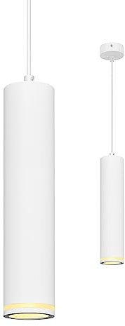 BOYIR Pendelleuchte Modern Zylinder Weiß Hängelampe 30cm, Hängeleuchte Höhenverstellbar Aluminium Kronleuchter mit GU10 Fassung max. 60 Watt Pendellampe Deckenlampe für Wohnzimmer Schlafzimmer