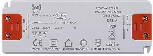 SeKi LED-Netzteil L-100-12 - 12V - 8,33A - 100W; LED Treiber - Transformator - Netzteil - Driver - Trafo