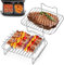 304 Stainless Steel Air Fryer Rack Compatible with Ninja AF500UK AF500UKCP, Dual Air Fryer MegaZone Foodi Flex Drawer 10.4L, with 5 Skewers for Air Fryer, 2 Pack, 7.8x6.3x2.5 inch