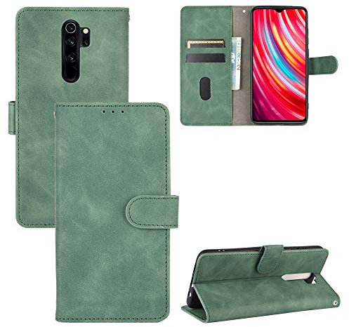 compatibile con XIAOMI REDMI NOTE 8 PRO M1906G7G M1906G7I Custodia COVER CASE STAND flip LIBRO magnetica GEL PROTEZIONE TPU ECO PELLE portafoglio taschini vano porta card (Verde)