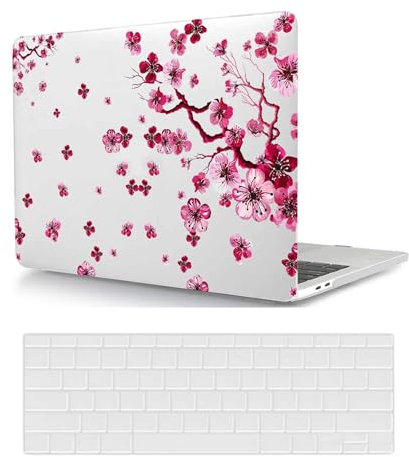 Custodia Compatibile con Macbook Air 13 pollici 2017 2016 2015 2014 2013 2012 2011 2010 A1466 A1369, Case Rigida Protettivo Plastica Copertina & Tastiera Cover, Fiore rosa