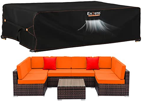 Enzeno Large Garden Furniture Cover,300x300x90cm Outdoor Garden Furniture Set Covers Waterproof,420D Heavy Duty Patio Furniture Covers for Outside,Windproof,&Anti-UV for Chair and Table Rattan Sofa