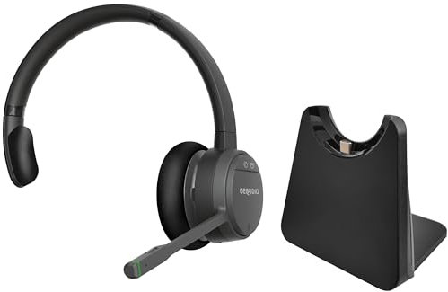 GEQUDIO GC-1 DECT Headset mit Ladestation für FritzBox - Kabellos Telefonieren am FritzFon – Duales Headset mit Bluetooth für PC und Smartphone - HD Audio - GC-1 (1-Ohr) & Ladeschale