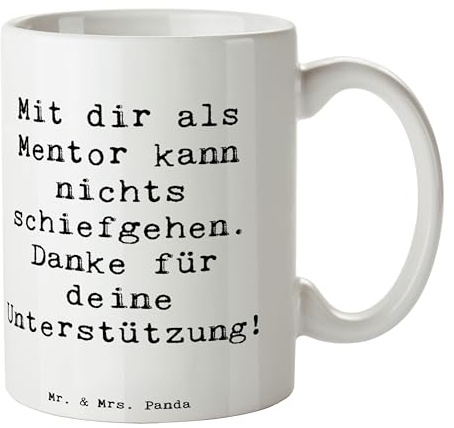 Mr. & Mrs. Panda Henkelbecher Spruch Beste Mentor - Geschenk, Geschenktasse, Geduld, Rat und Tat, Dankbarkeit, Danke sagen, Pott, Bedanken, Kaffeetasse, Aufmerksamkeit, Vorbild, Becher, Teepott