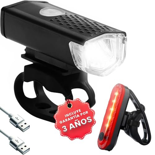 GOCYCLEPRO Luces Bicicleta Delantera Y Trasera, Luces para Bicicleta Y Patinete, Impermeable, Batería Recargable, Única con 3 Años Garantía, para Ciclismo Montaña Y Carretera. (Plus)